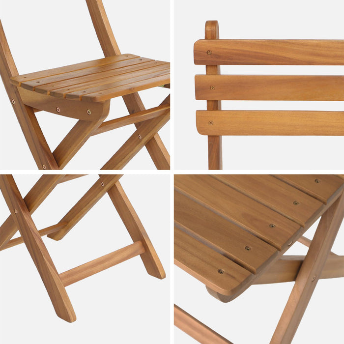 Set di 4 sedie da giardino pieghevole in acacia, marrone naturale
