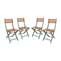 Set di 4 sedie da giardino pieghevole in acacia, verde kaki