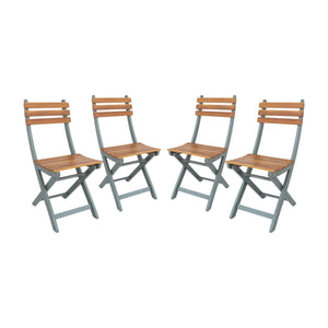 Set di 4 sedie da giardino pieghevole in acacia, verde kaki