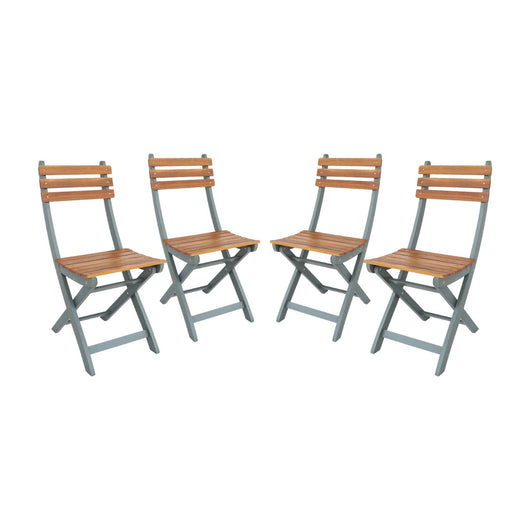 Set di 4 sedie da giardino pieghevole in acacia, verde kaki