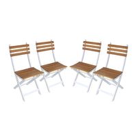 Set di 4 sedie da giardino pieghevole in acacia, bianco
