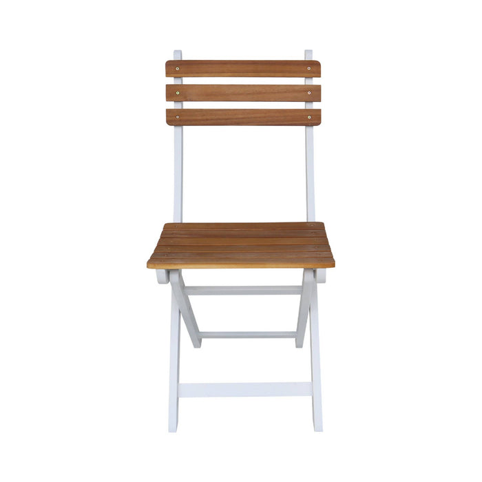 Set di 4 sedie da giardino pieghevole in acacia, bianco