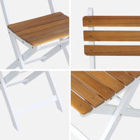 Set di 4 sedie da giardino pieghevole in acacia, bianco