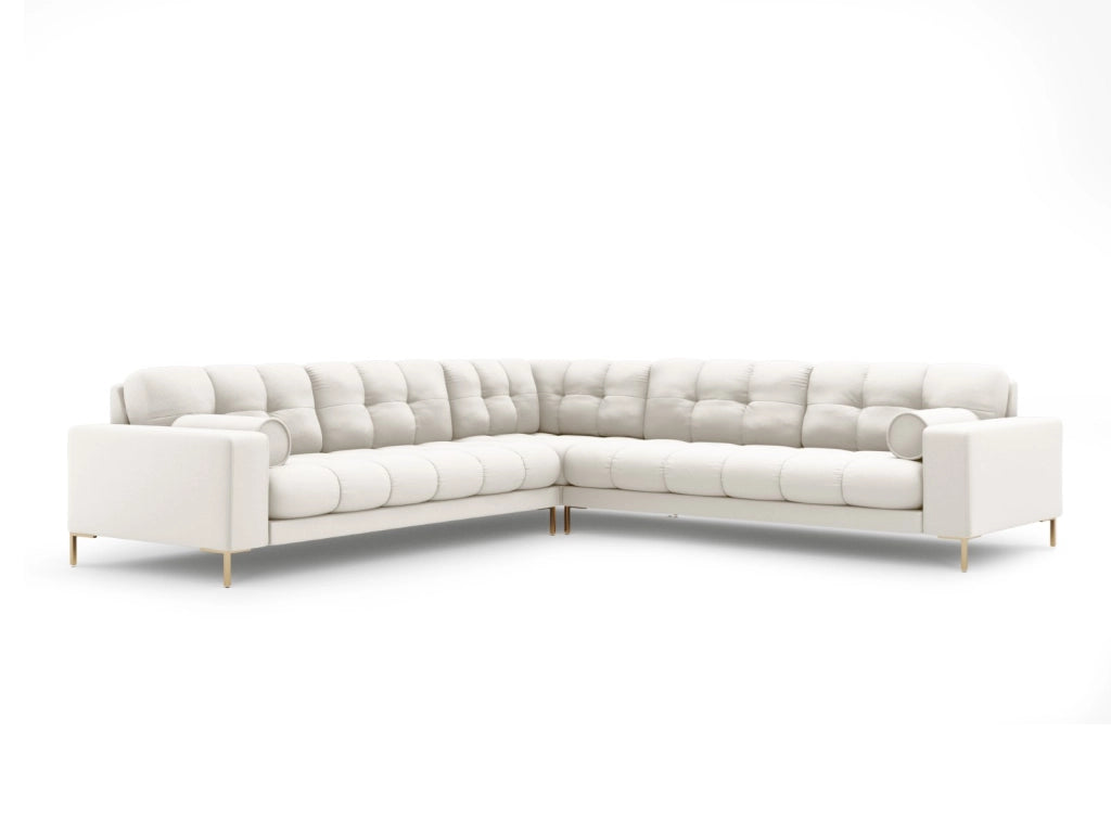 Cosmopolitan Design - Divano angolare reversibile "Bali" 6 posti in tessuto strutturato beige chiaro 