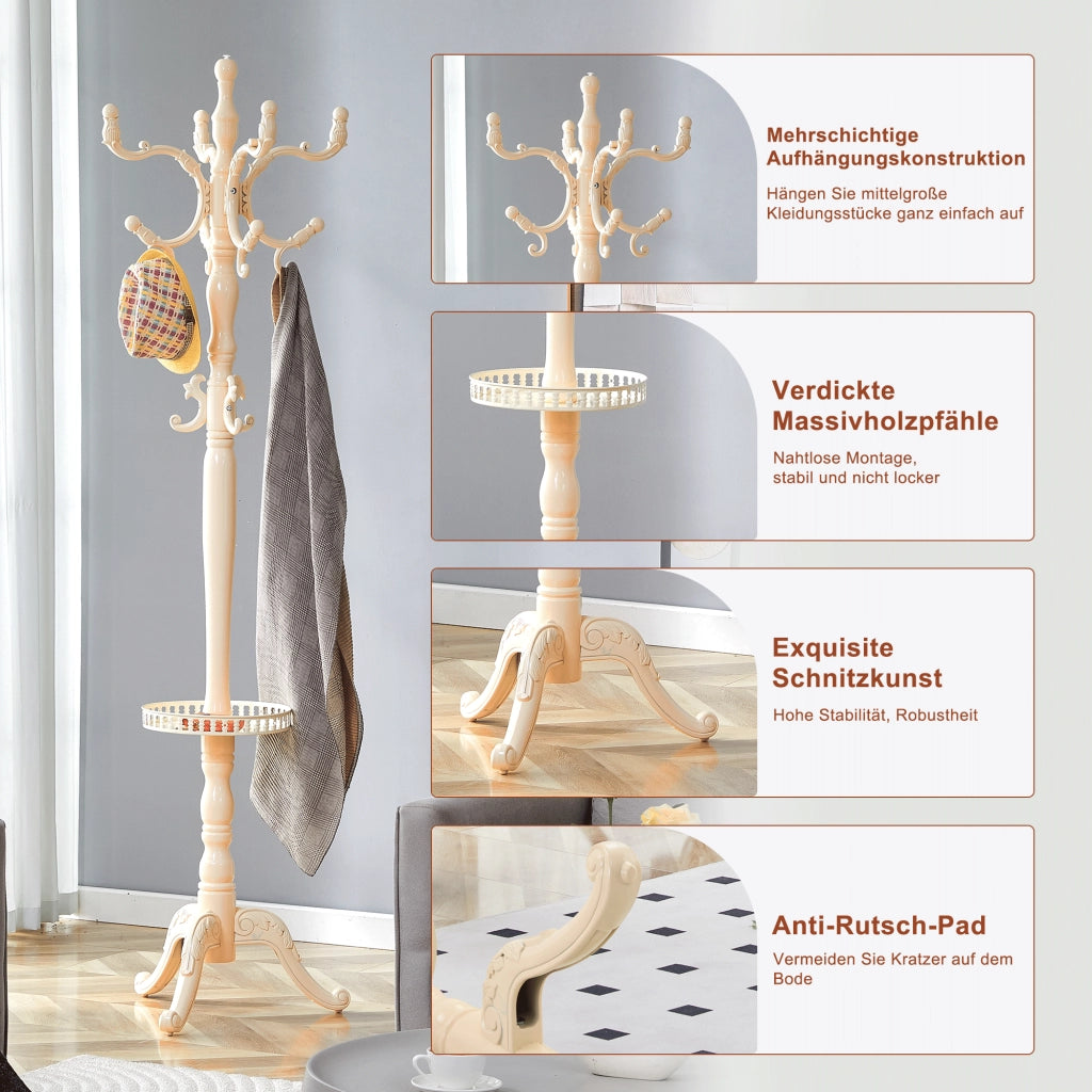 APPENDIABITI A PAVIMENTO 195 cm Legno massello Bianco