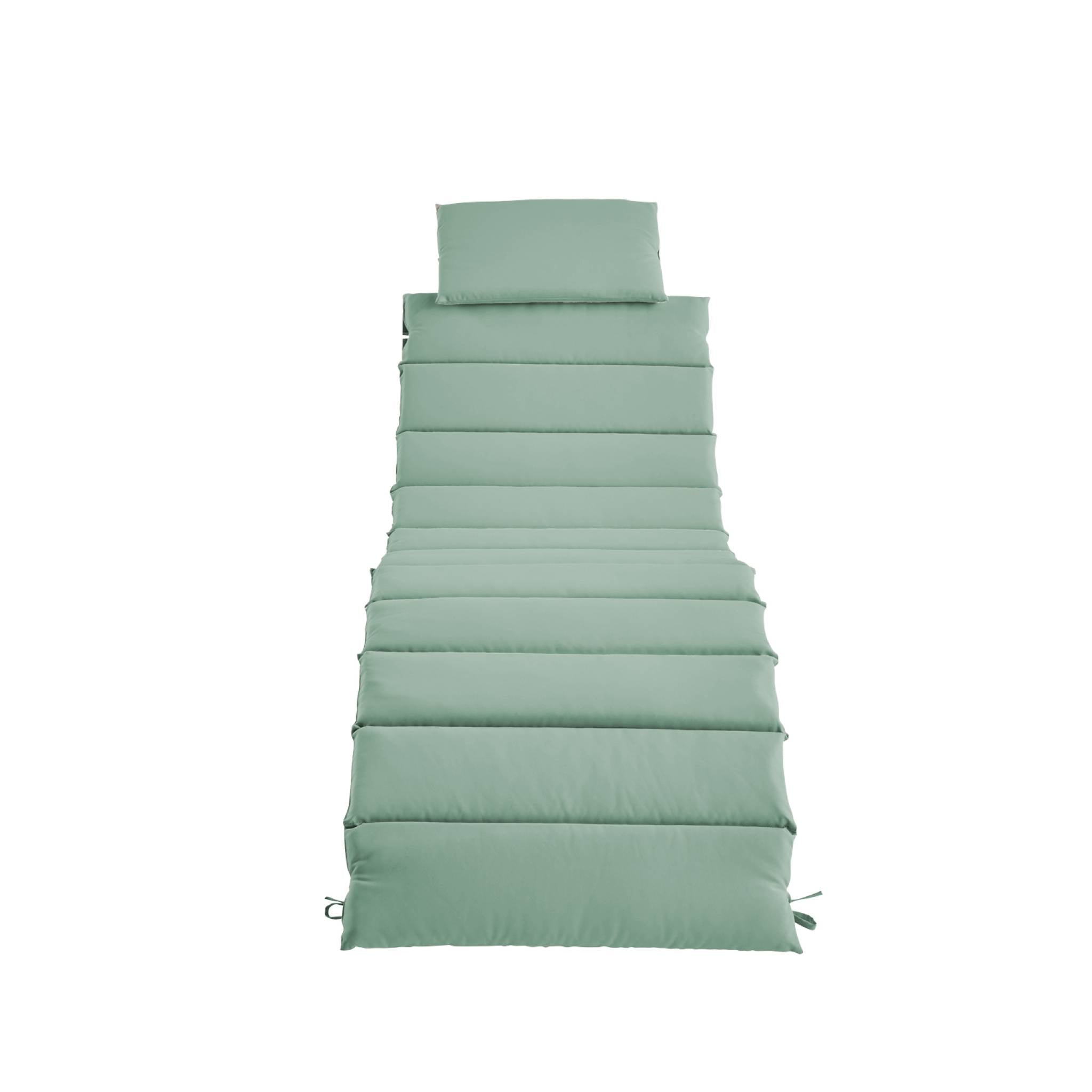 Set di 2 lettini prendisole in legno di acacia, verde grigio