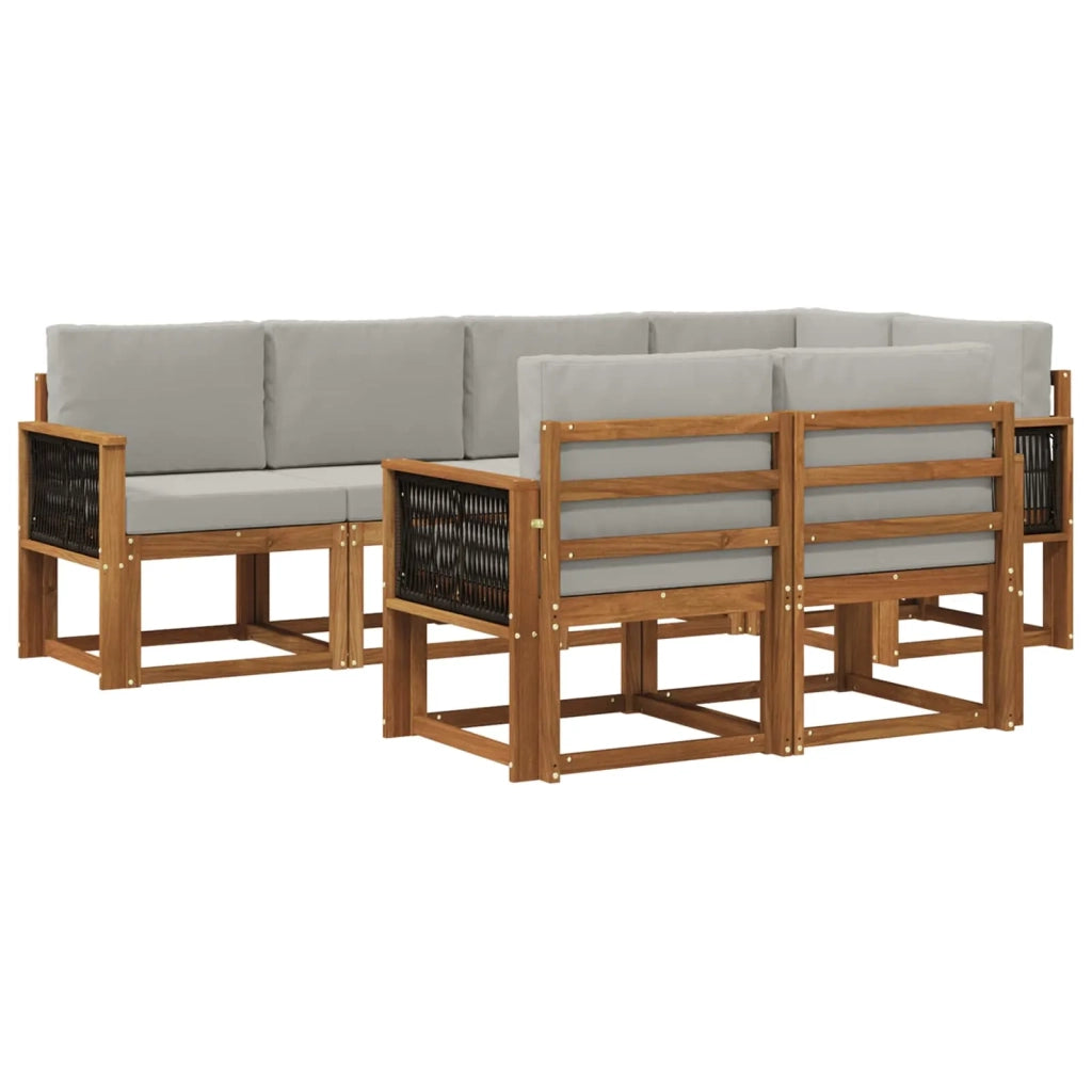 Set di divani da esterno 7 pcs Naturale e Grigio Chiaro 3385292