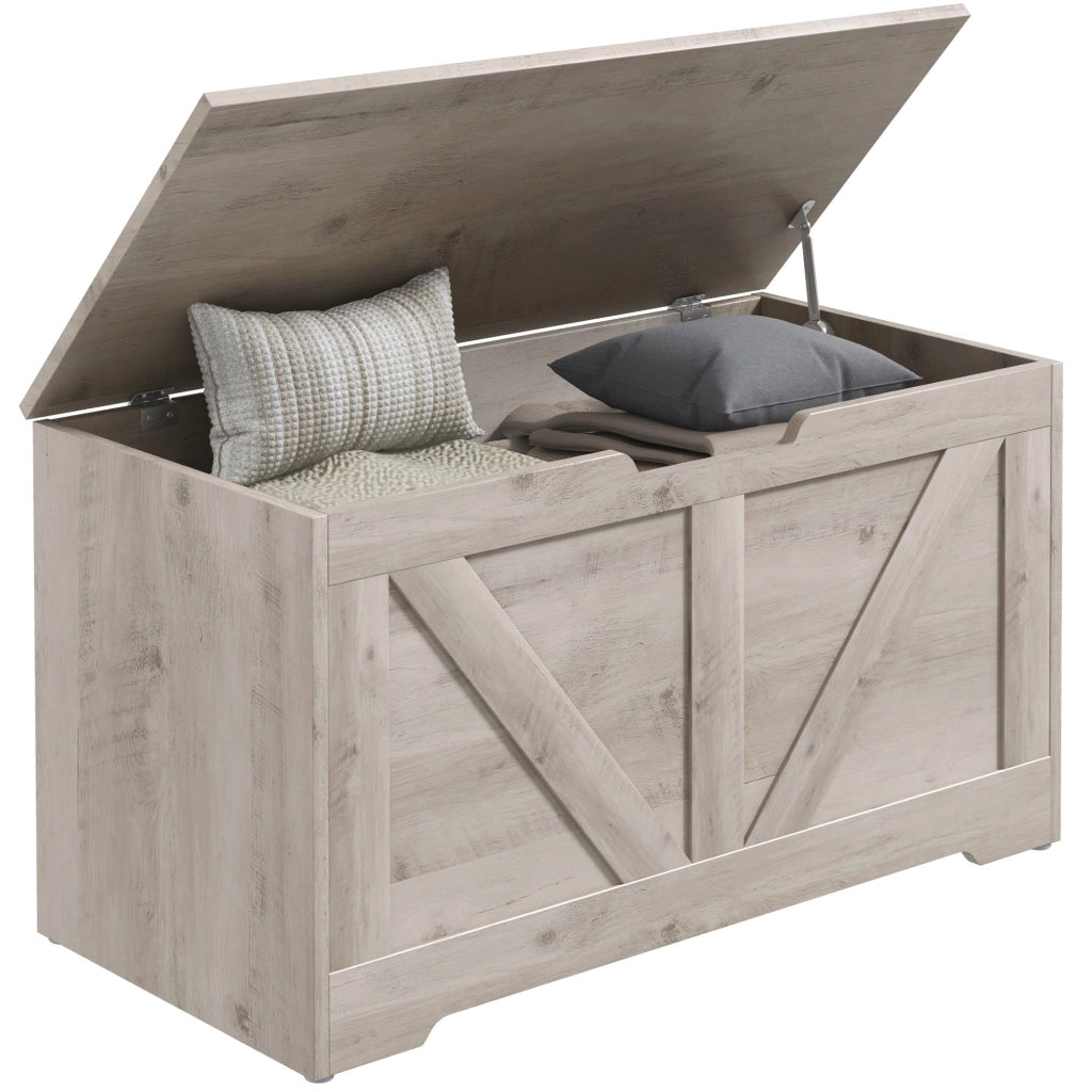 Coffre de Rangement Meuble d'Entrée Rustique 80x40x45cm Gris
