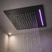 Soffione led a soffitto da incasso con cascata acciaio nero quadro ogomondo *** confezione 1