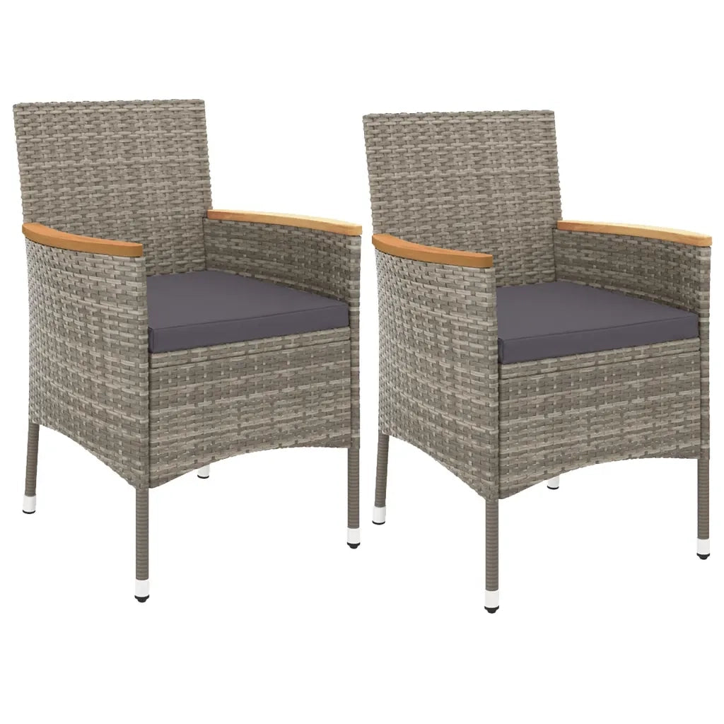 Set BistrÃ² da Giardino 3 pz con Cuscini in Polyrattan Grigio