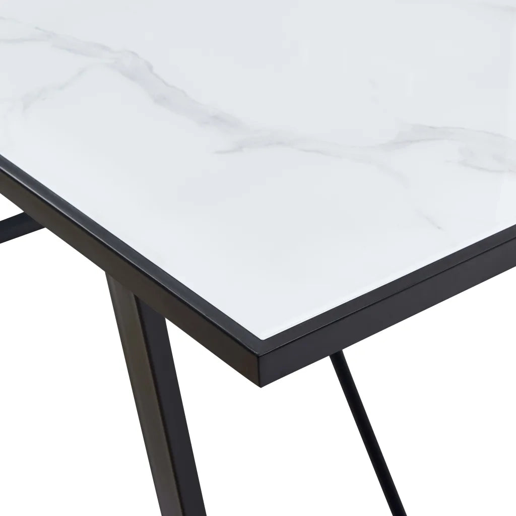 Tavolo da Pranzo Bianco 160x80x75 cm in Vetro Temperato 281553
