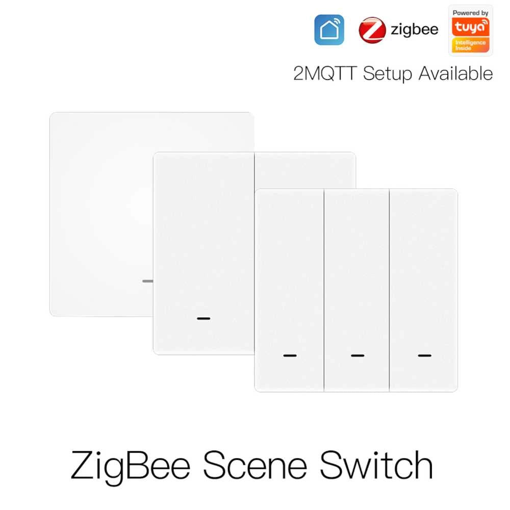 Telecomando Interruttore Protocollo ZigBee 3.0, 2 Tasti, TUYA, Smart Life 3V Con Pile CR2032, Bianco