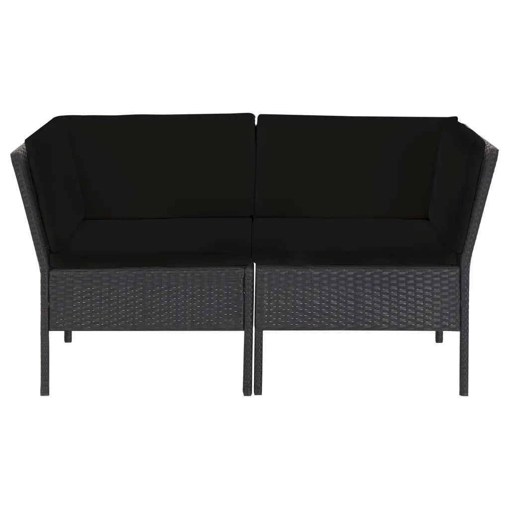 Set Divani da Giardino 6 pz con Cuscini in Polyrattan Nero 48941