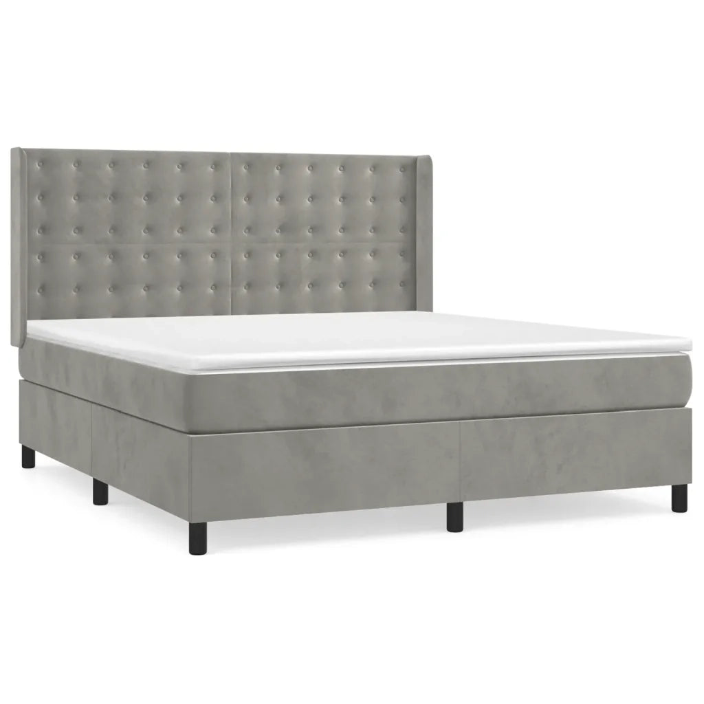 Giroletto a Molle con Materasso Grigio Chiaro 160x200cm Velluto 3132927