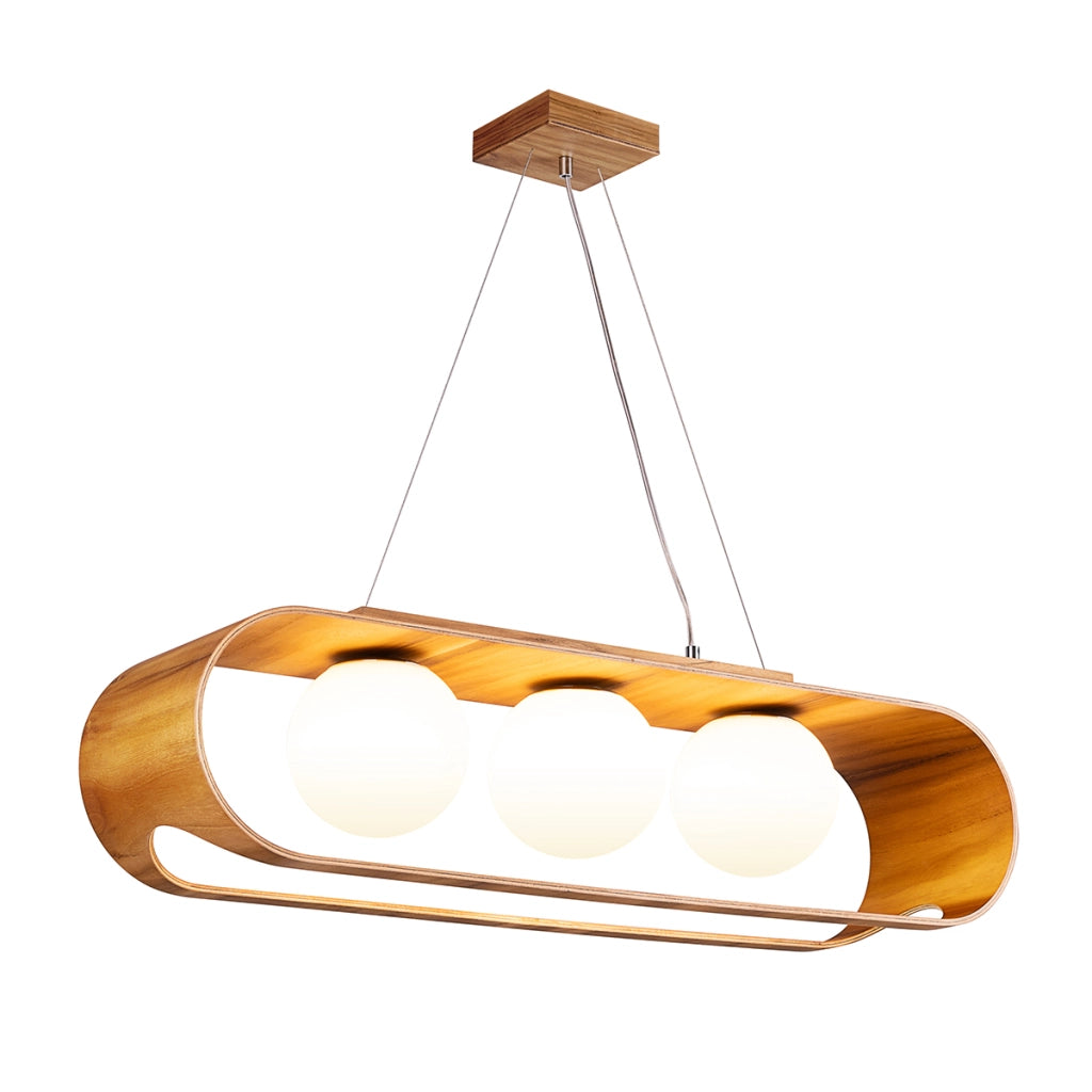 Sospensione SFERA teak 85 cm 3 luci E27 Quintiesse