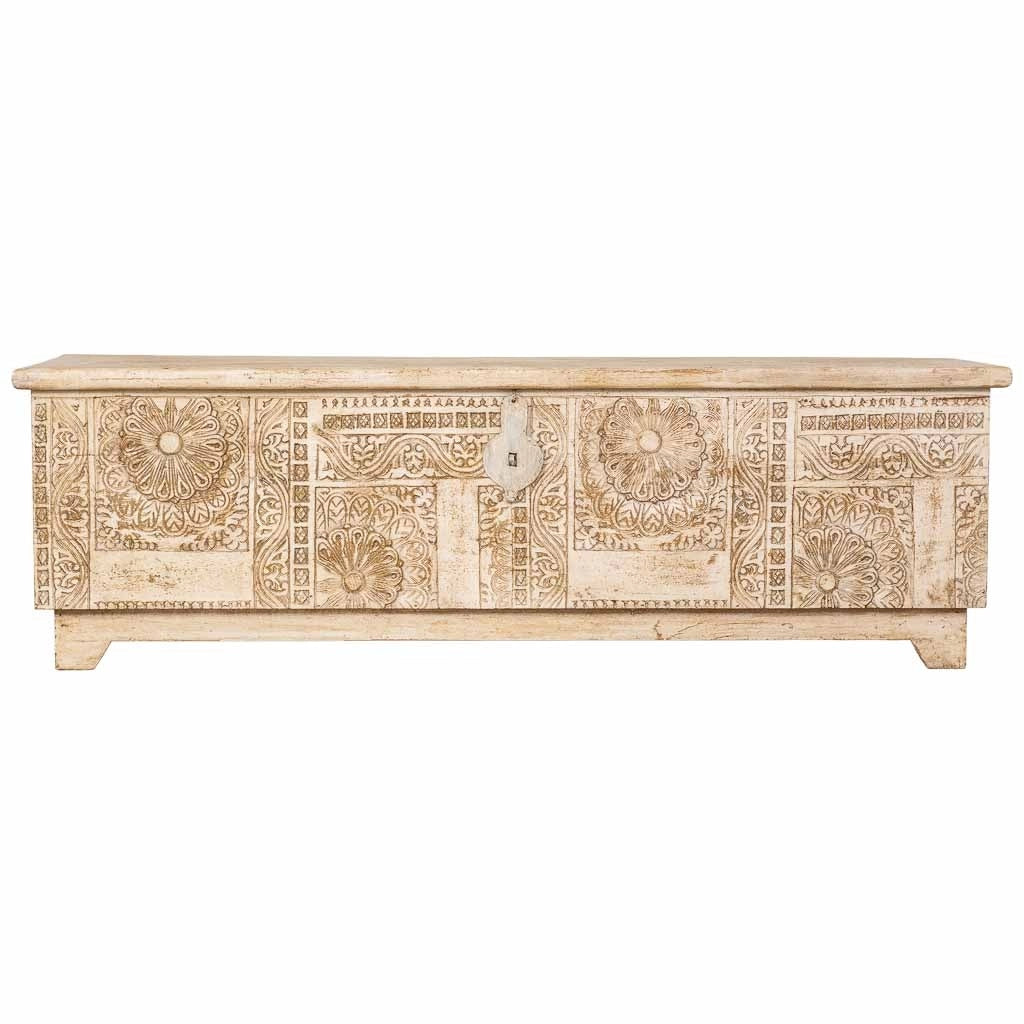 Bauletto artigianale in legno bianco 150x45x46h cm