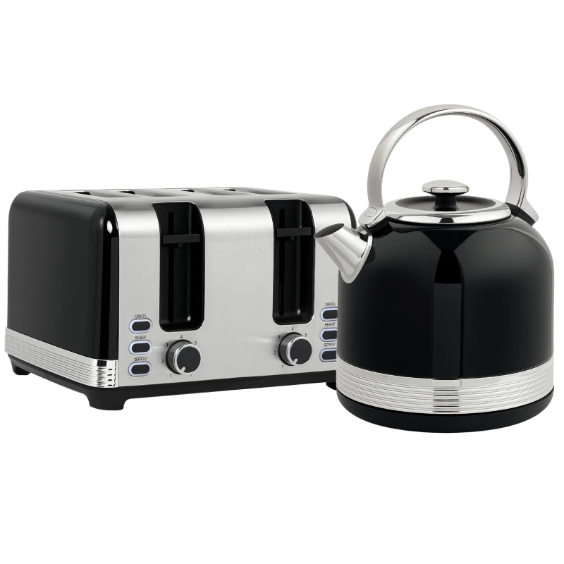 Set bollitore e tostapane, 7 livelli di doratura, 1,7 L, plastica, acciaio inox, nero