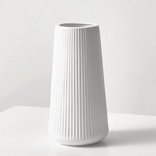 Vasi Bianchi, Piccole Vasi Decorativi in Ceramica per Pampas, Vaso Moderno per Decorazione di Tavola Interna - 20 cm, Bianco