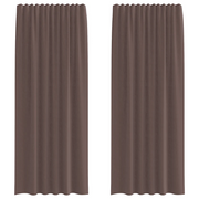 Tende in Voile con Tasche per Aste 2 pz Marrone
