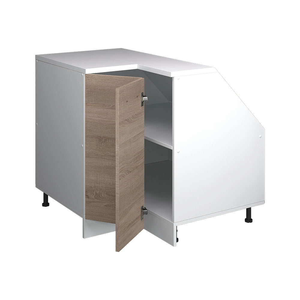 Mobile sottotetto Mobile angolare Rion Sonoma/Bianco 75.6 x 83.8 cm con 1 porta, carcassa dell’armadio profondità 60 cm Vicco
