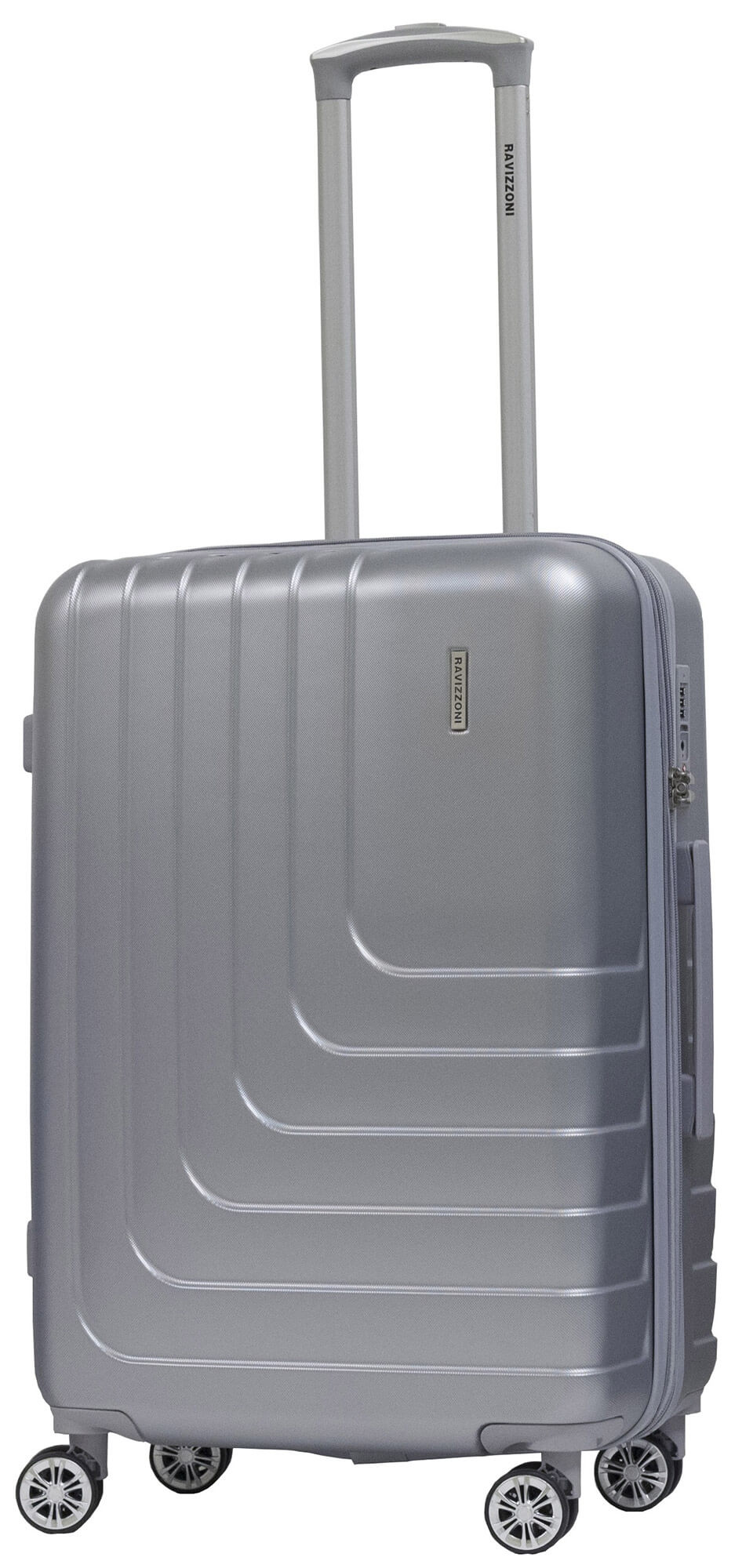 Set 3 Valigie Trolley Rigide in ABS 4 Ruote TSA Ravizzoni Titanio Silver