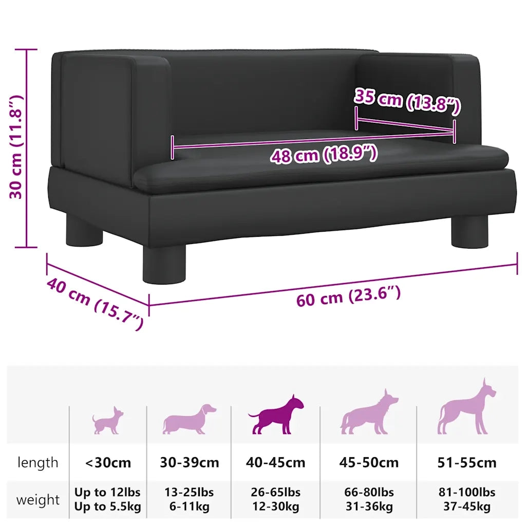 Lettino per Cani Nero 60x40x30 cm in Similpelle CFW1025365