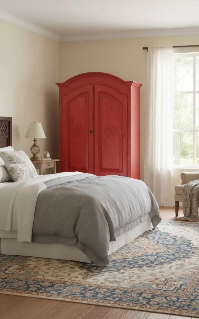Armadio 2 porte shabby legno rosso consumato 125x61x200 - Mobili 2G