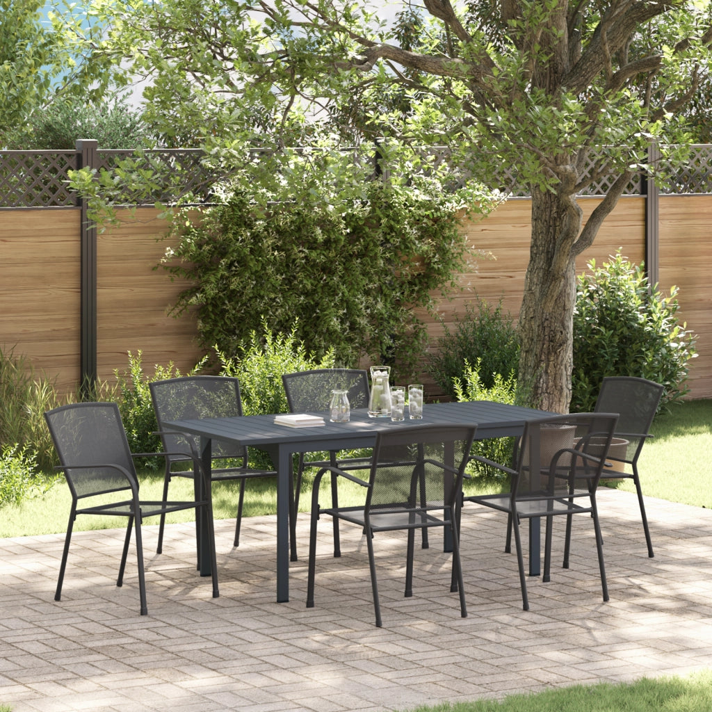 Set da pranzo da giardino 7 pezzi Acciaio antracite