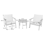 Set di 2 poltrone con tavolo in legno di acacia, ecrù