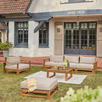 Salotto da giardino in legno, 5 posti, marrone naturale