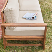 Salotto da giardino in legno, 5 posti, marrone naturale