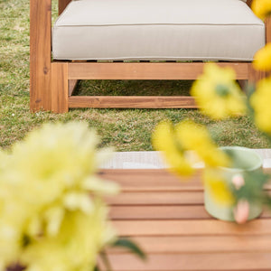 Salotto da giardino in legno, 5 posti, marrone naturale