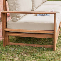 Salotto da giardino in legno, 5 posti, marrone naturale