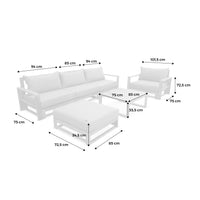 Salotto da giardino in legno, 5 posti, marrone naturale