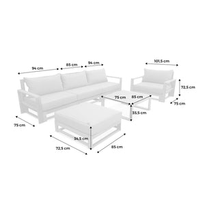 Salotto da giardino in legno, 5 posti, marrone naturale