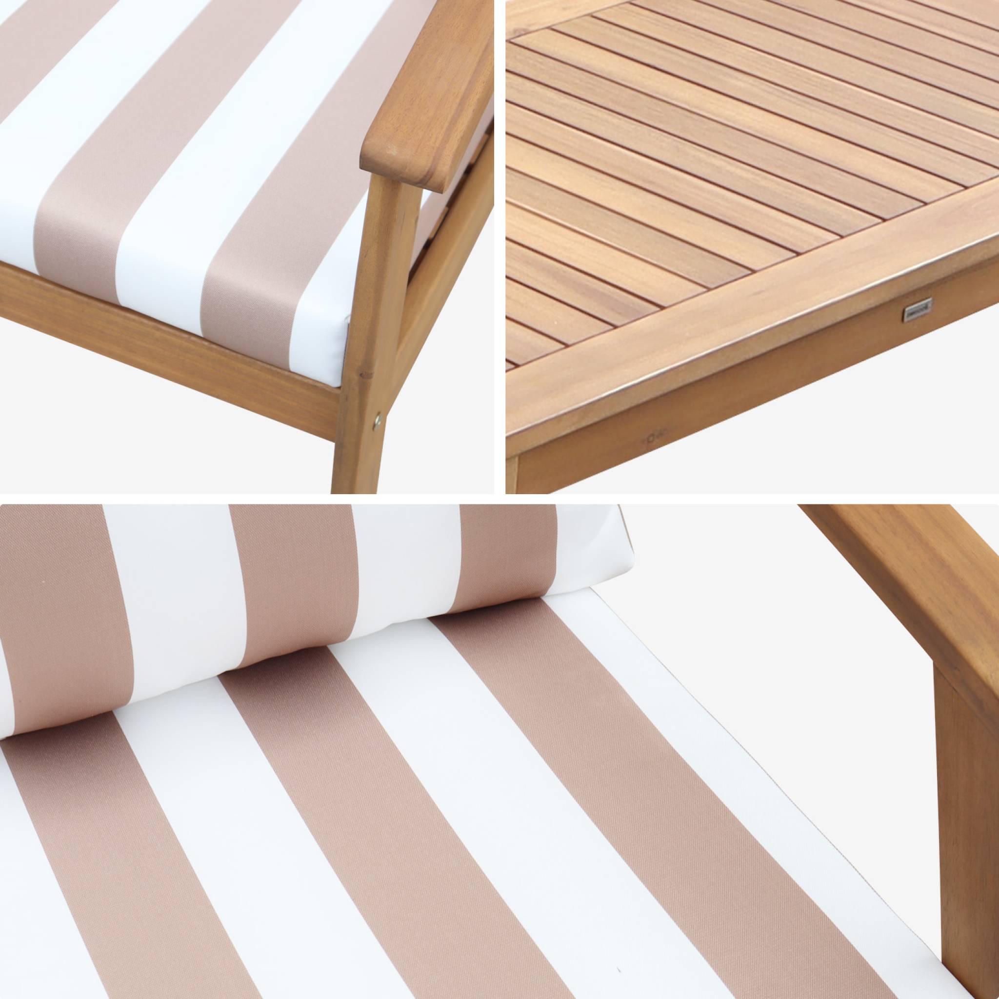 Salotto da giardino in legno a 4 posti, marrone naturale