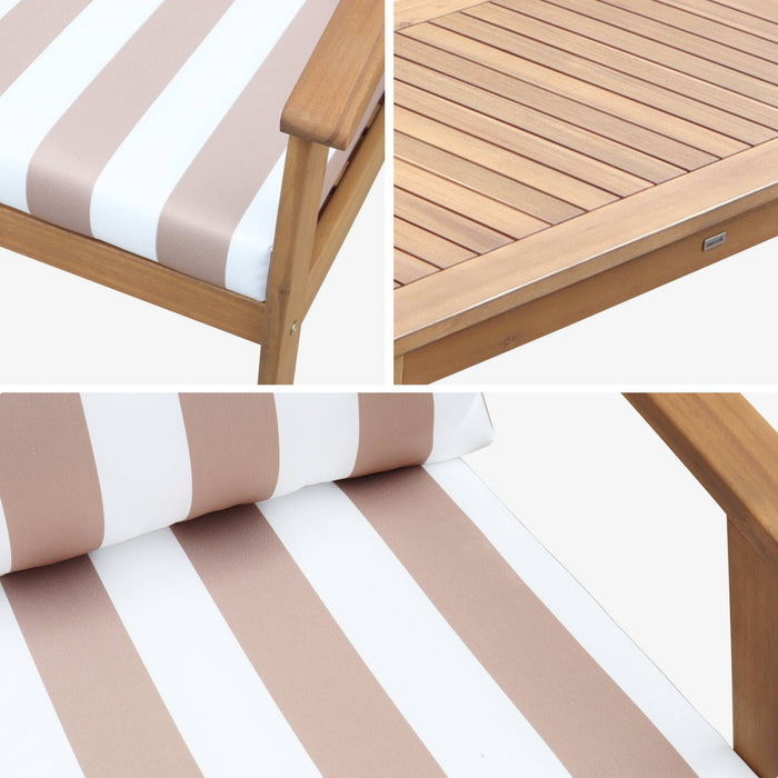 Salotto da giardino in legno a 4 posti, marrone naturale