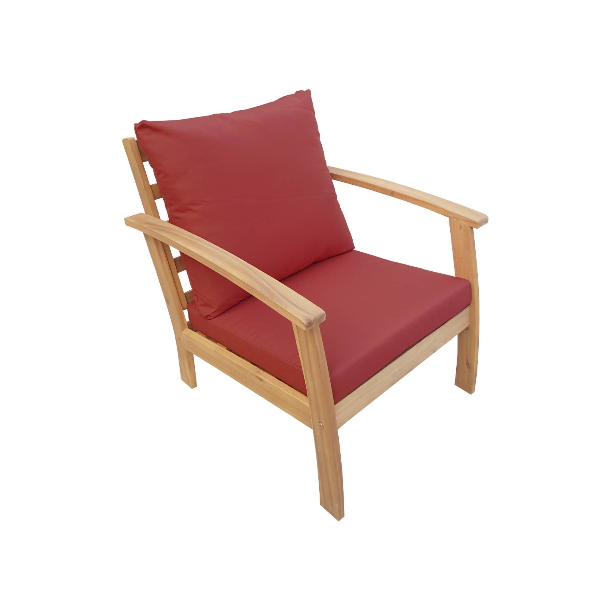 Salotto da giardino in legno a 4 posti, marrone naturale