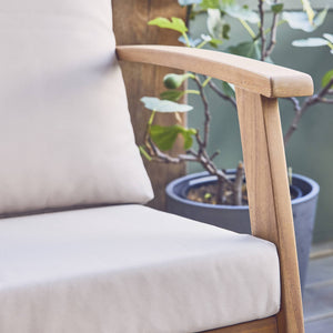 Salotto da giardino in legno di acacia, 5 posti, ecrù