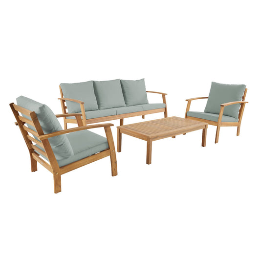 Salotto da giardino in legno di acacia, 5 posti, verde grigio