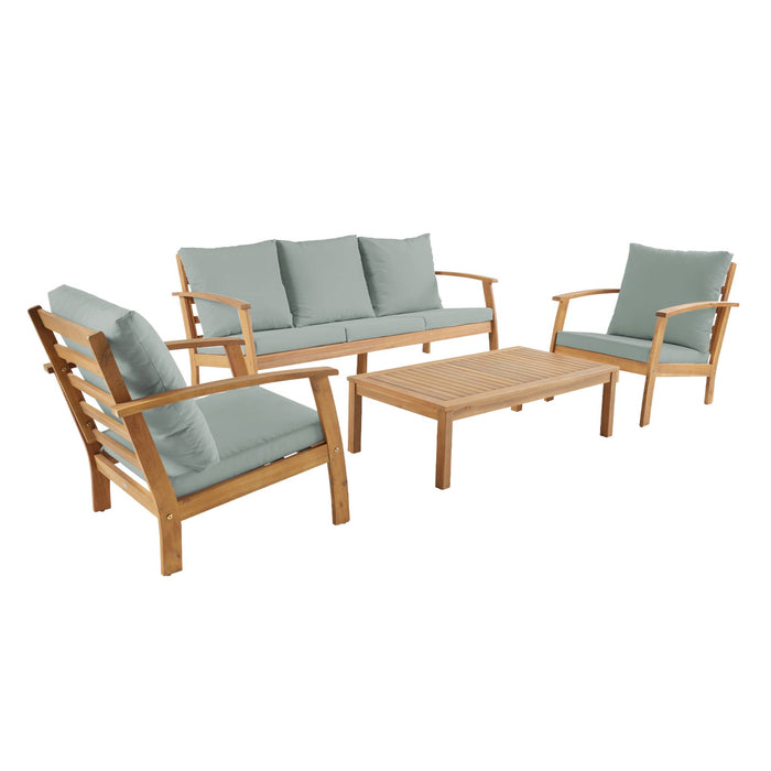 Salotto da giardino in legno di acacia, 5 posti, verde grigio