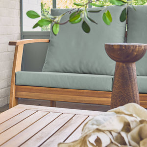 Salotto da giardino in legno di acacia, 5 posti, verde grigio