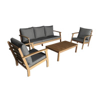 Salotto da giardino in legno di acacia, 5 posti, grigio