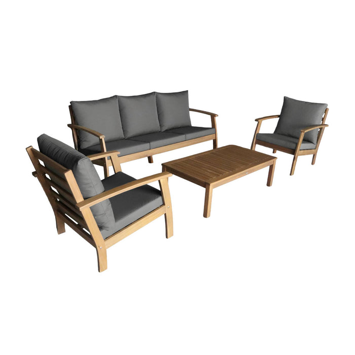 Salotto da giardino in legno di acacia, 5 posti, grigio