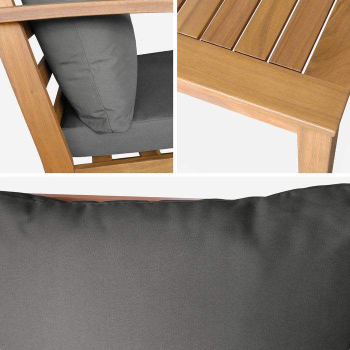Salotto da giardino in legno di acacia, 5 posti, grigio
