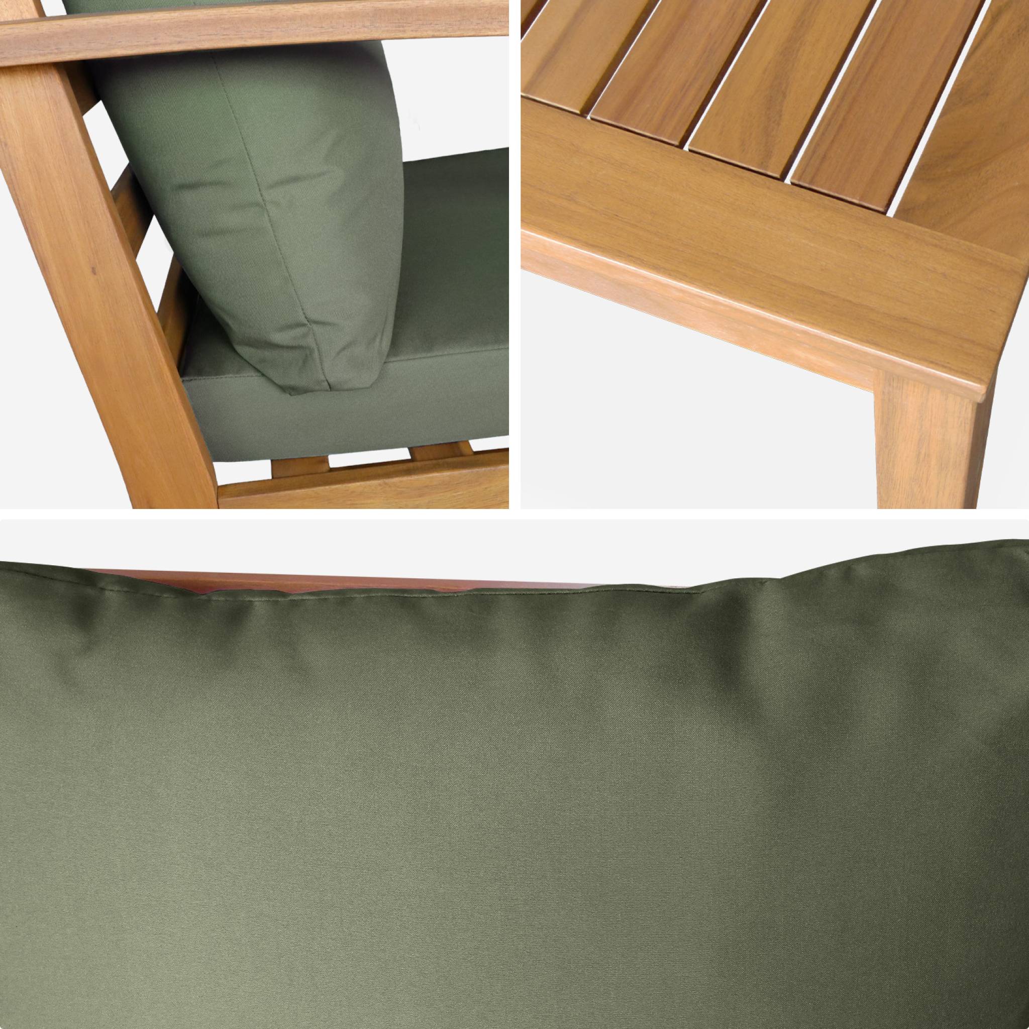 Salotto da giardino in legno di acacia, 5 posti, verde kaki