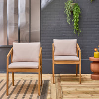Sedie da giardino in legno di acacia, beige