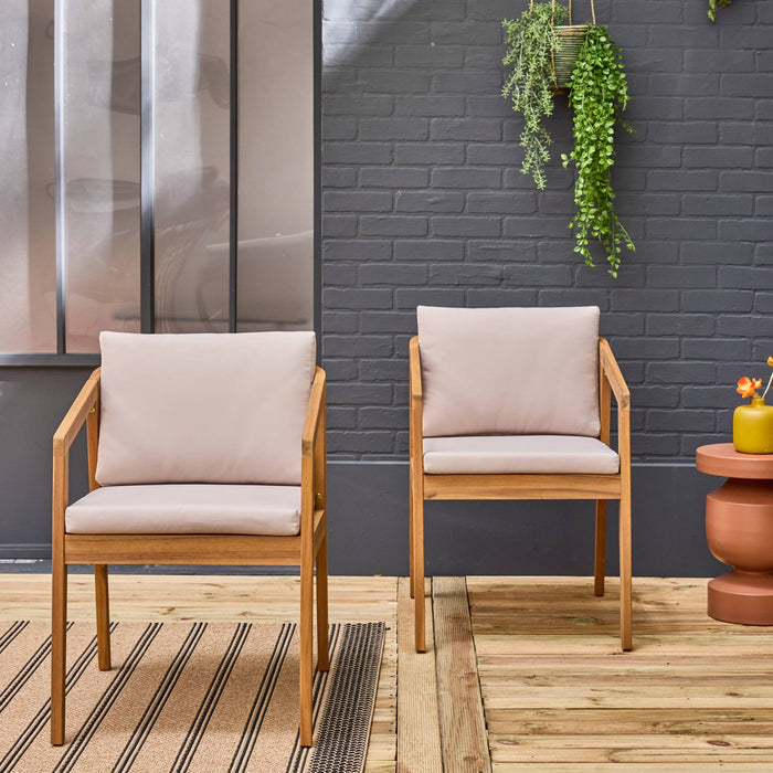 Sedie da giardino in legno di acacia, beige