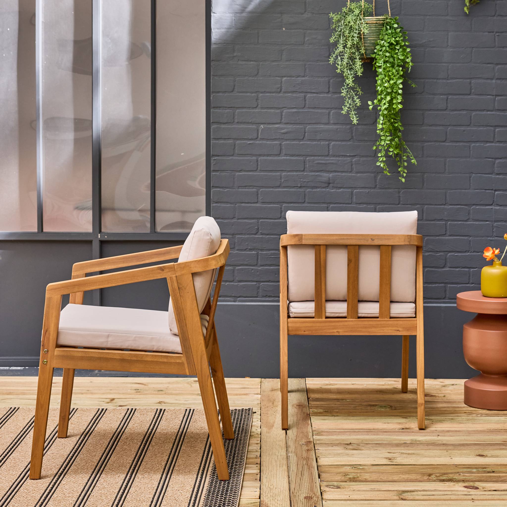 Sedie da giardino in legno di acacia, beige