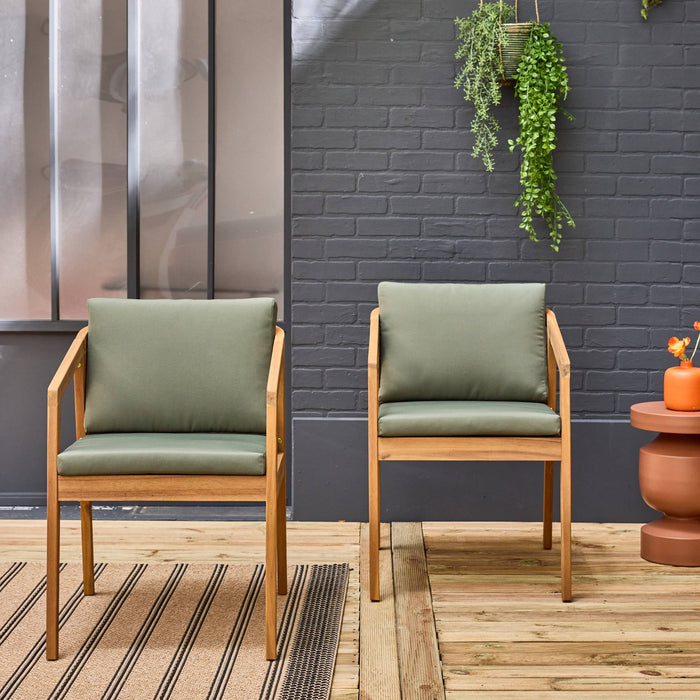 Sedie da giardino in legno di acacia, verde kaki